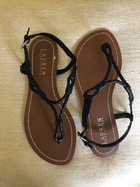 Lauren Ralph Lauren Braided Leather Thong Sandal Size 6B